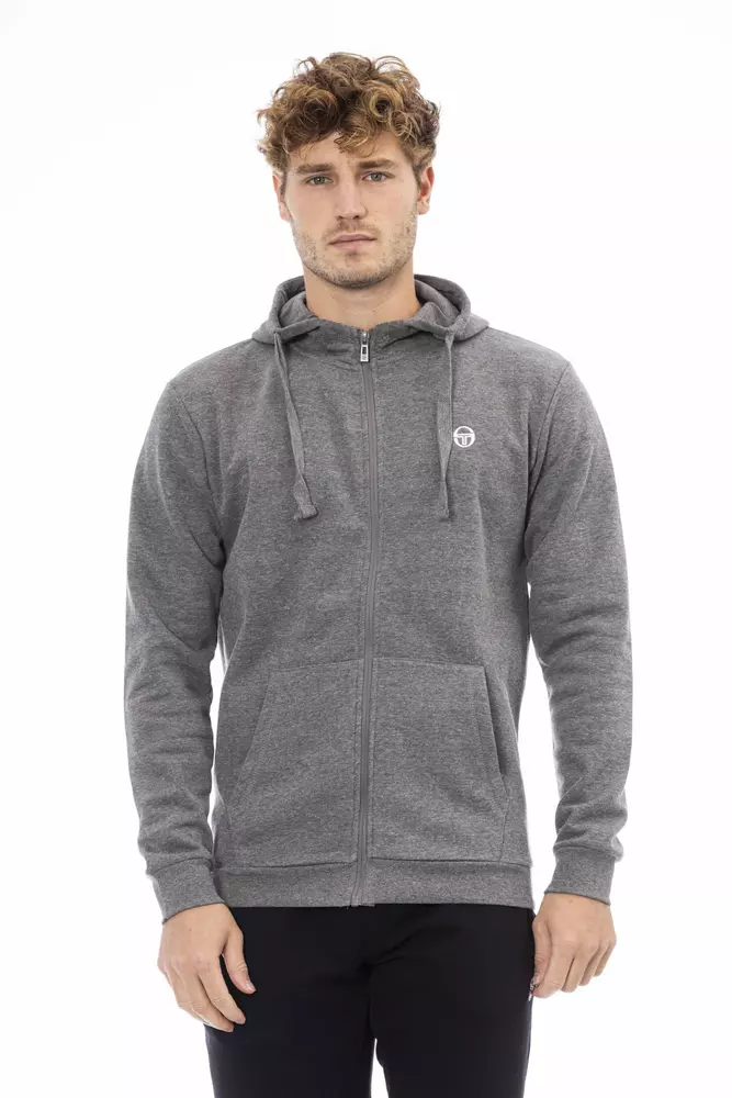 

Серая хлопковая мужская толстовка с капюшоном Sergio Tacchini