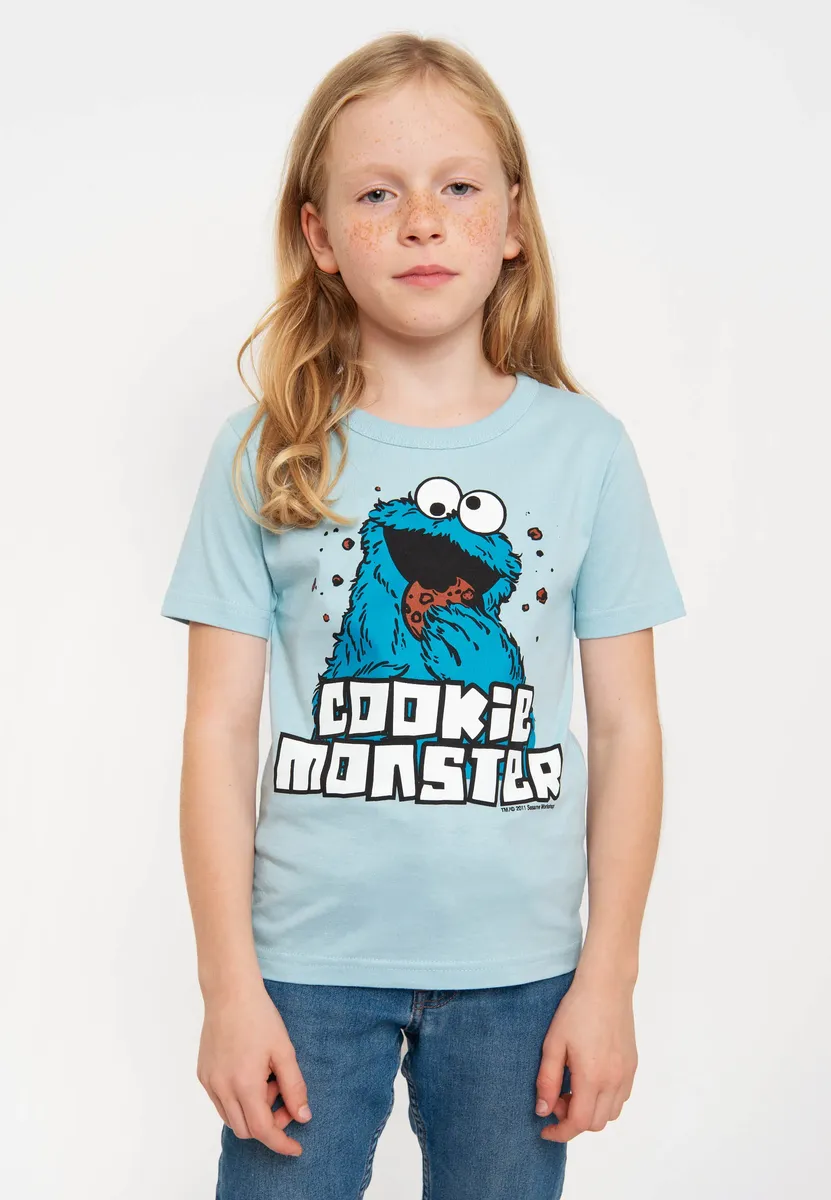 Logoshirt Футболка "Улица Сезам - Cookie Monster" с классным принтом спереди, голубой — фото 3