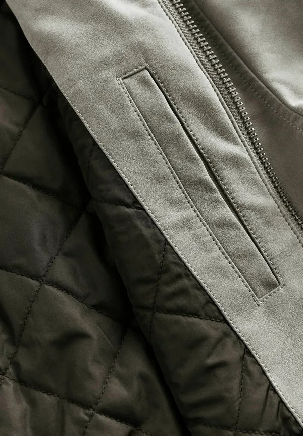 Гоночная куртка стандартного кроя из искусственной кожи Next, Grey — фото 4