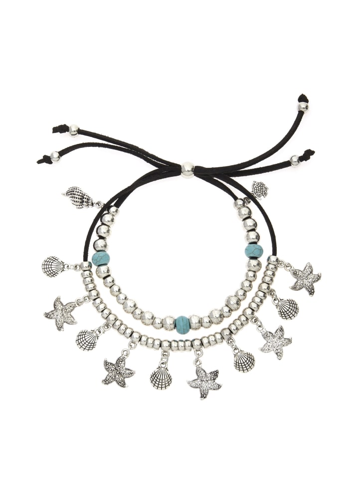 

LASCANA Браслет на лодыжку с подвеской черного, серебряного и бирюзового цвета