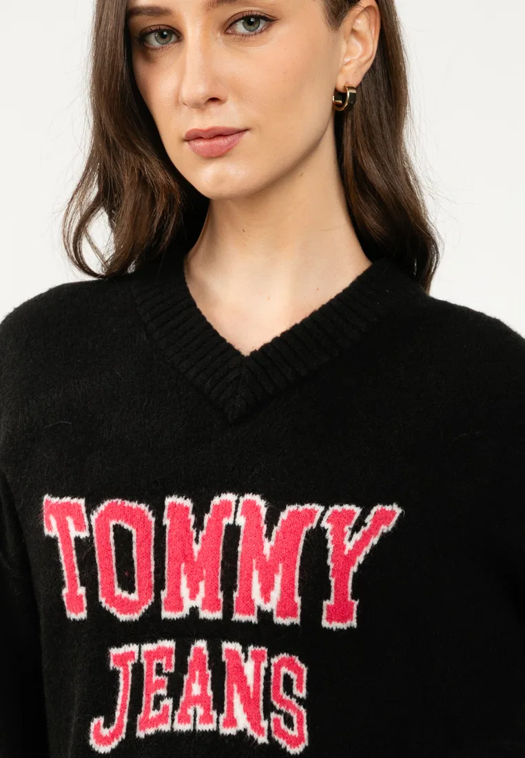 Платье-свитер, оверсайз, Tommy Jeans Tommy Hilfiger, черный — фото 3