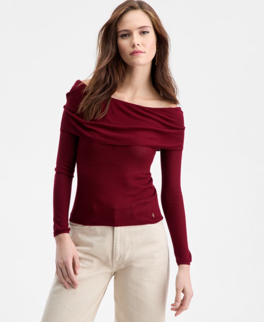 

Женская блузка Melanie с открытыми плечами GUESS, Siren Red Multi