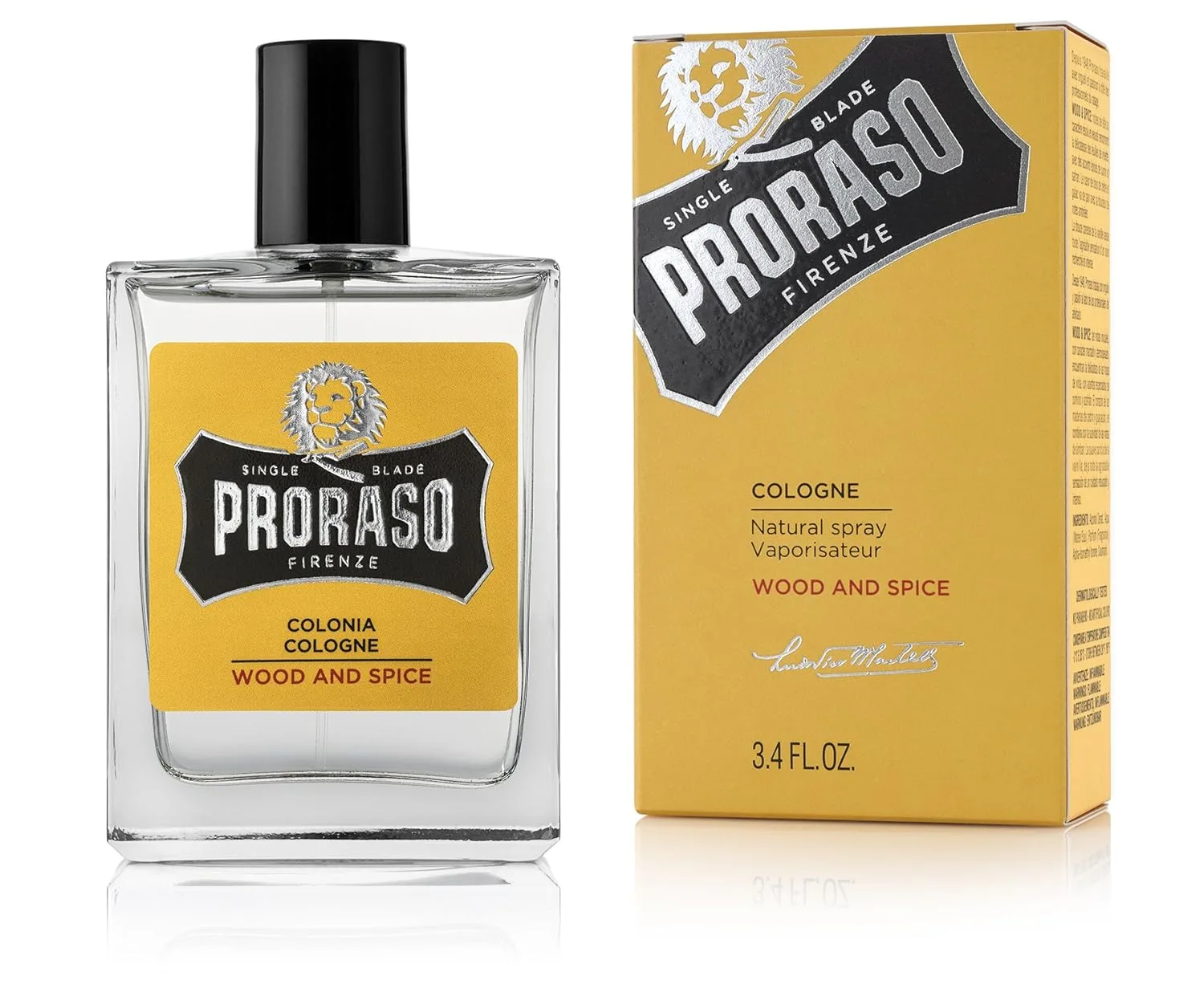 Proraso Wood and Spice Cologne - Мужской древесно-пряный одеколон - Аромат тмина, шафрана, кедра и ванили для мужчин - 95 мл