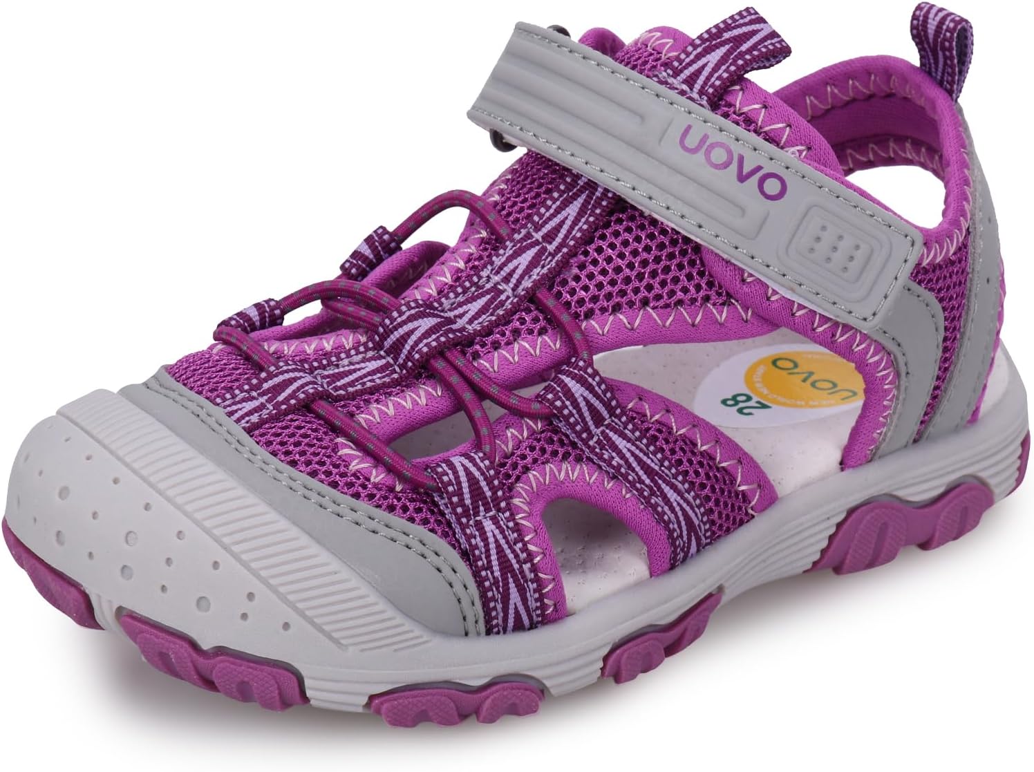 

Детские сандалии UOVO для мальчиков, походные спортивные с закрытым носком, пляжные летние сандалии для мальчиков, быстросохнущие, фиолетовый/серый