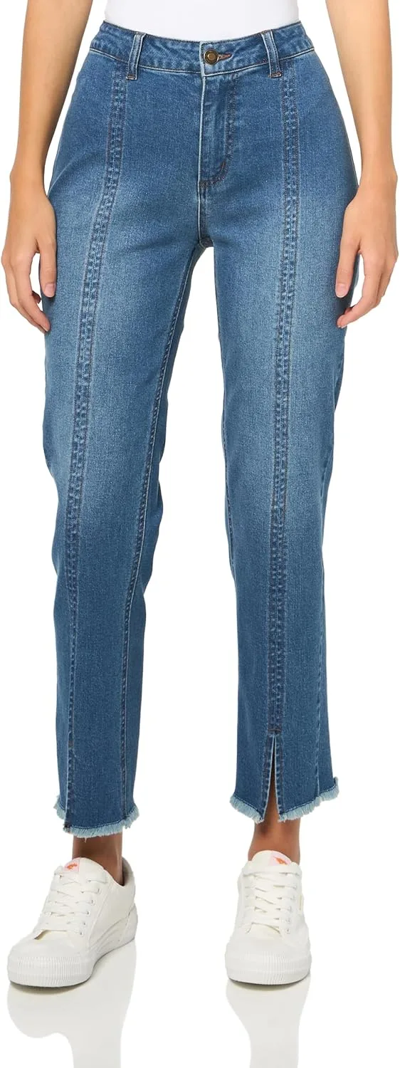 

Джинсы SLIM-SATION с застежкой-молнией спереди, центральным швом и бахромой по низу