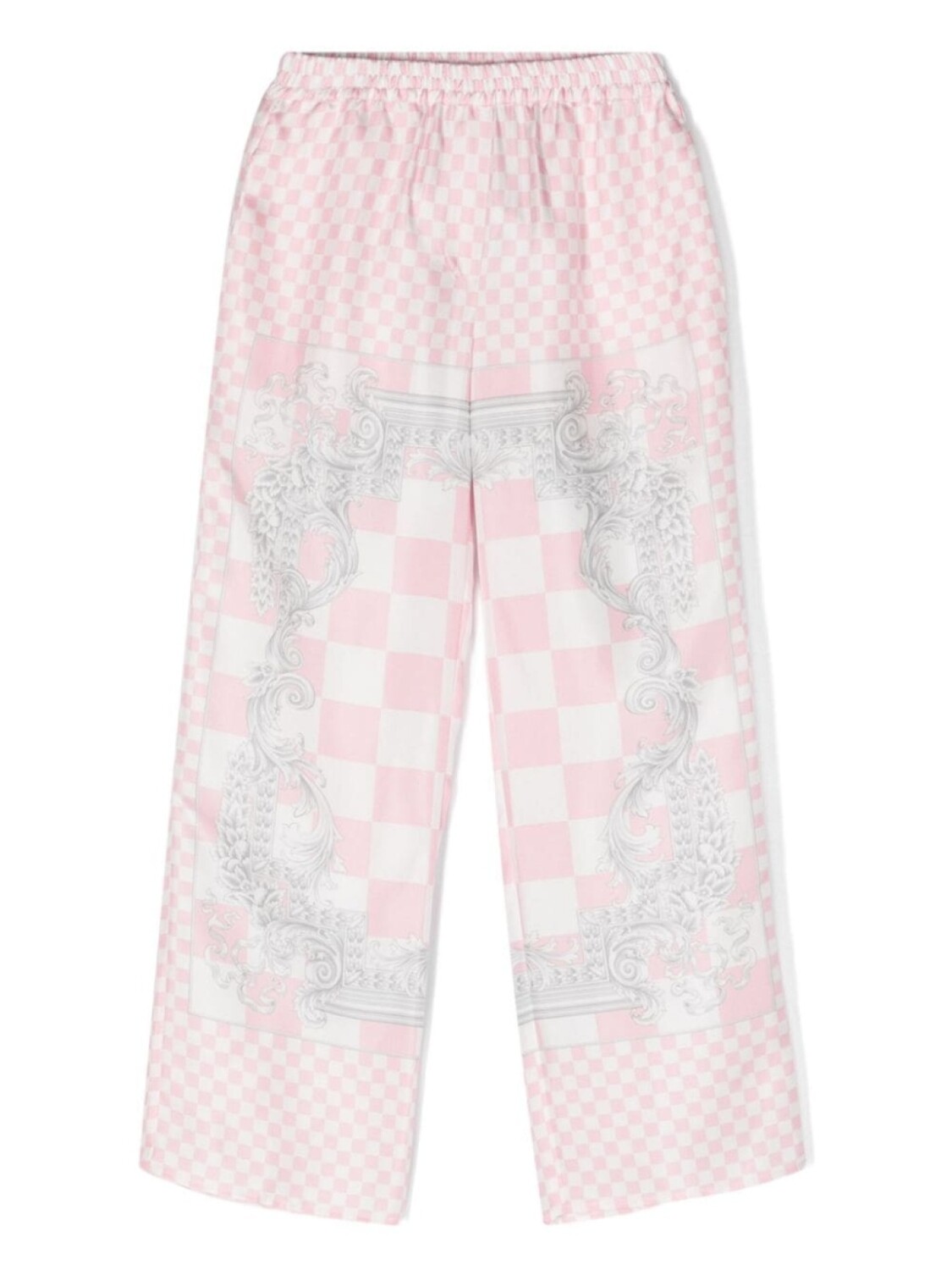 

Versace Kids шелковые брюки с принтом Barocco, розовый