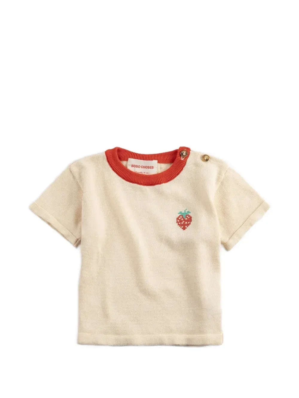 Футболка с аппликацией в виде клубники Bobo Choses, нейтральный