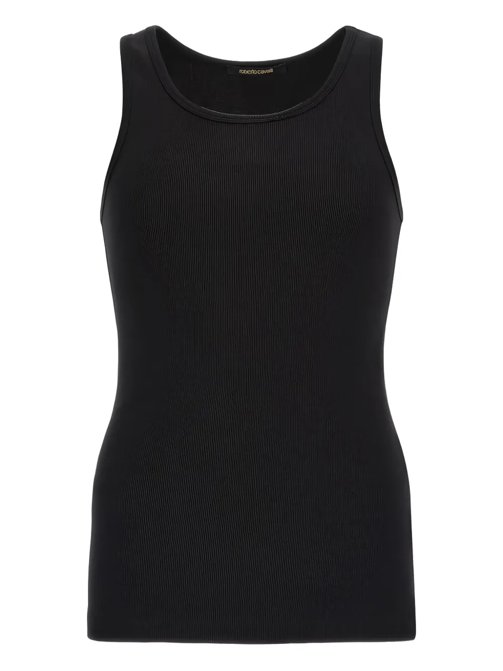 

Майка из хлопка в рубчик Roberto Cavalli, черный