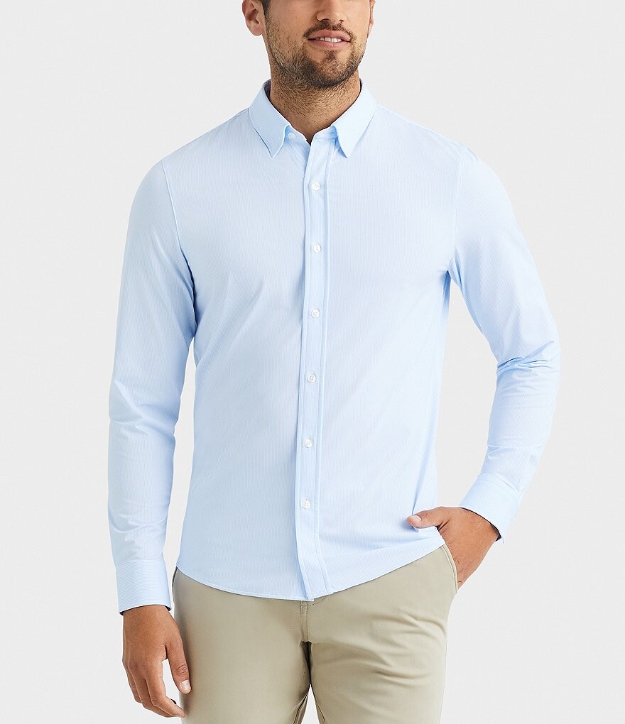 

Рубашка Rhone Commuter Stripe Performance из эластичной ткани с длинными рукавами, синий
