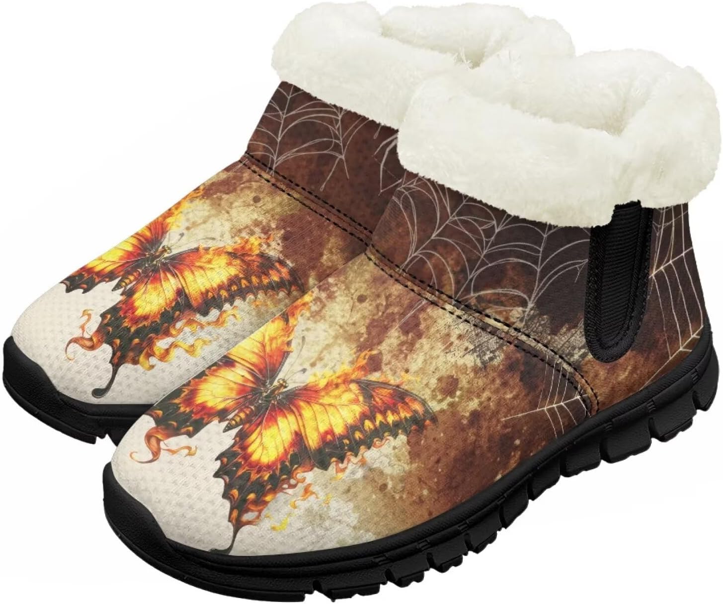 

Мальчики Девочки Зимние Ботинки Теплые Слипоны Снегоступы Удобная Обувь Для Дома И На Улицу Легкие Детские Меховые Тапочки Chririnla, Spiderweb Butterfly