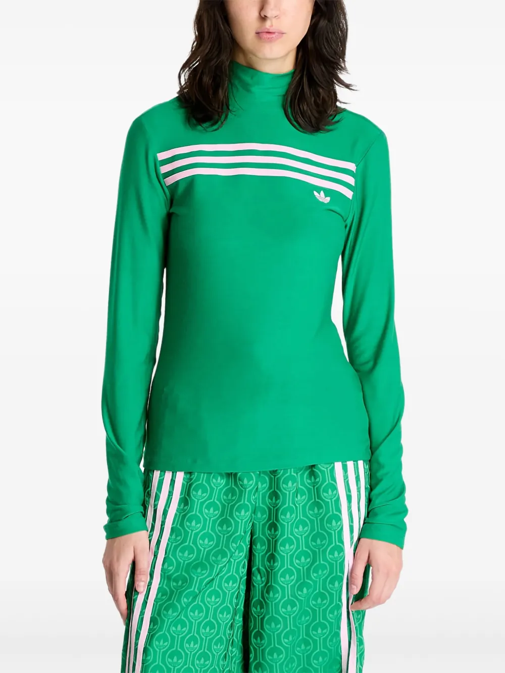 

Футболка с полосками и логотипом adidas, зеленый