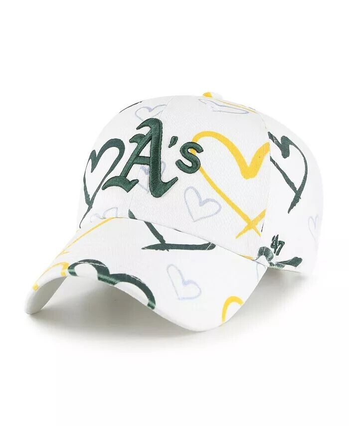 

Белая регулируемая шапка для больших девочек Oakland Athletics Adore Clean Up '47 Brand, белый