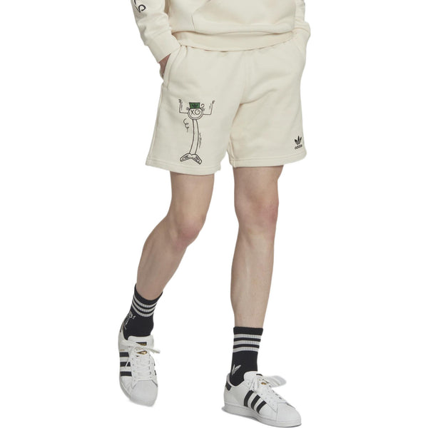 Шорты men's originals cartoon graffiti logo printing straight casual shorts creamy white Adidas, мультиколор — фото 3