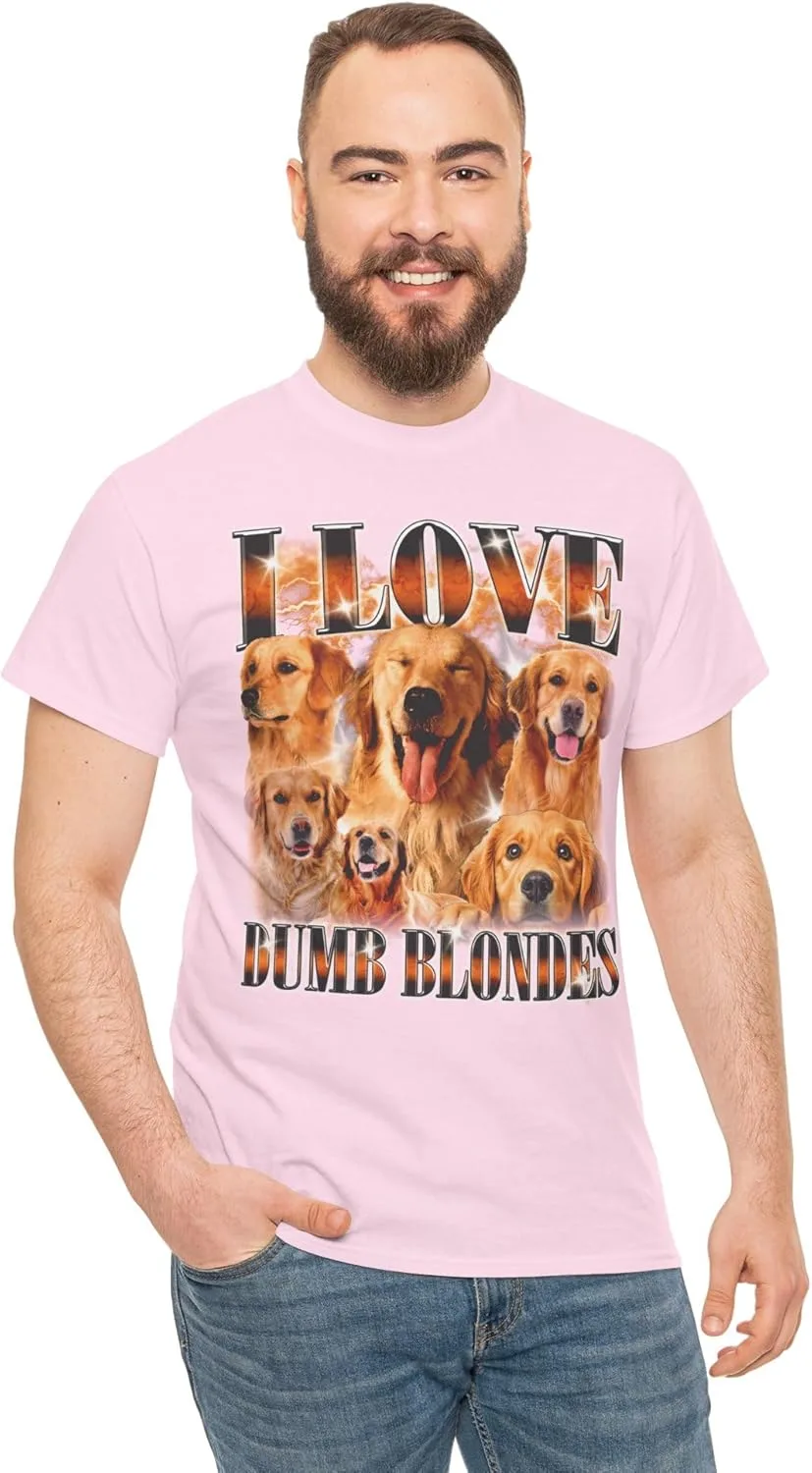 Футболка с принтом "I Love Dumb Blondes" и забавной собакой GENERIC, светло-розовый — фото 4