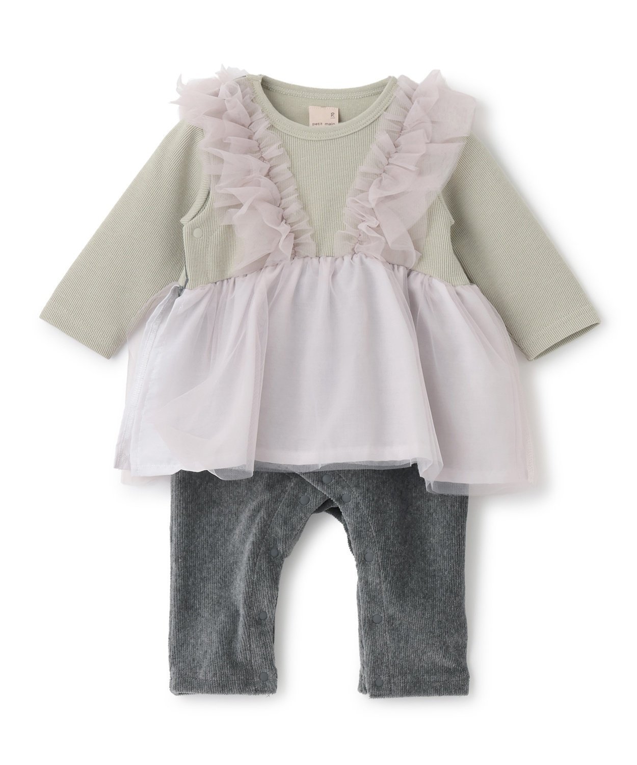 Комбинезон с оборками из тюля Petit Main, Light Gray