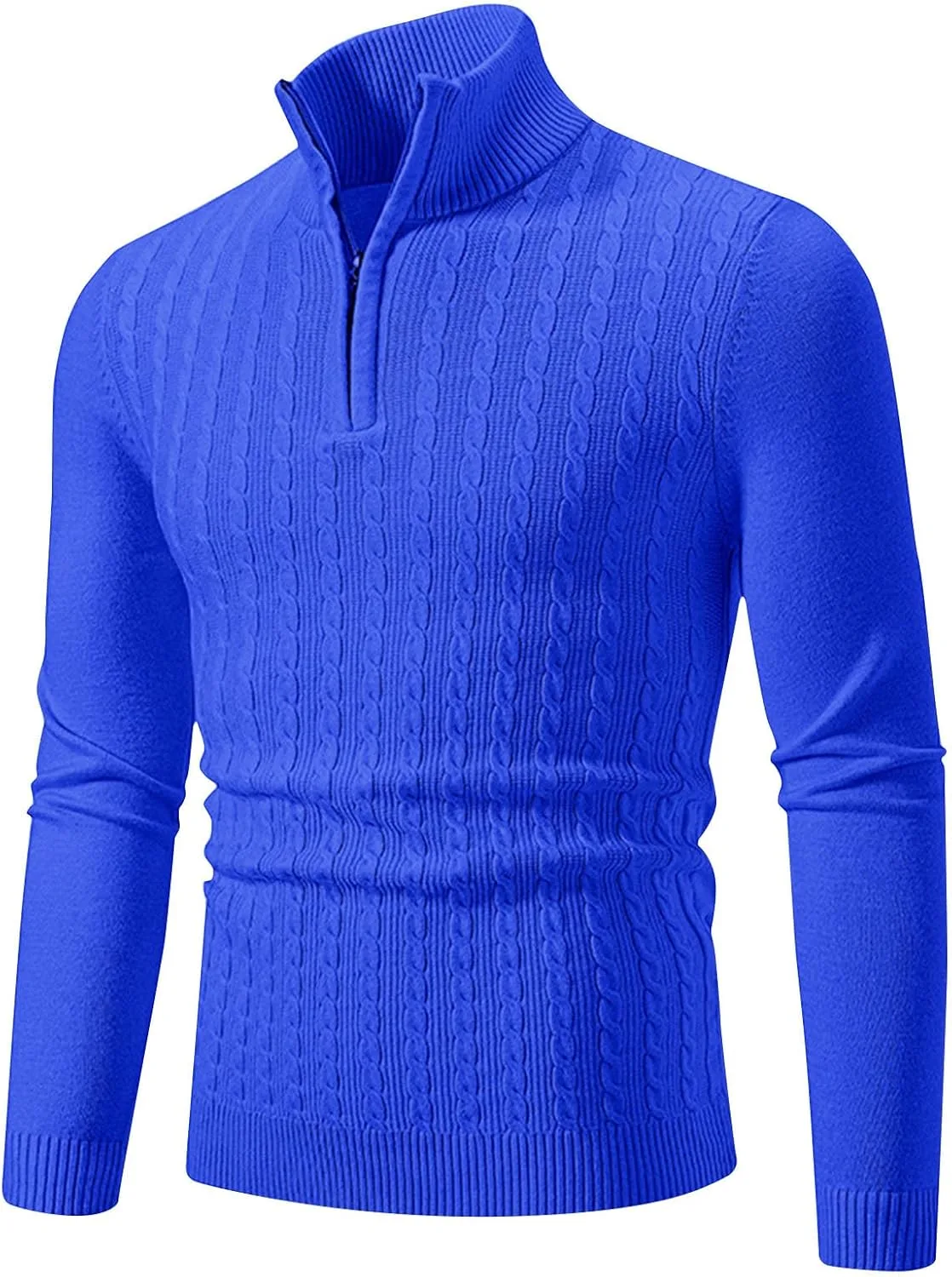 

Dgoopd мужской пуловер с воротником стойкой, кабельная вязка, Slim Fit
