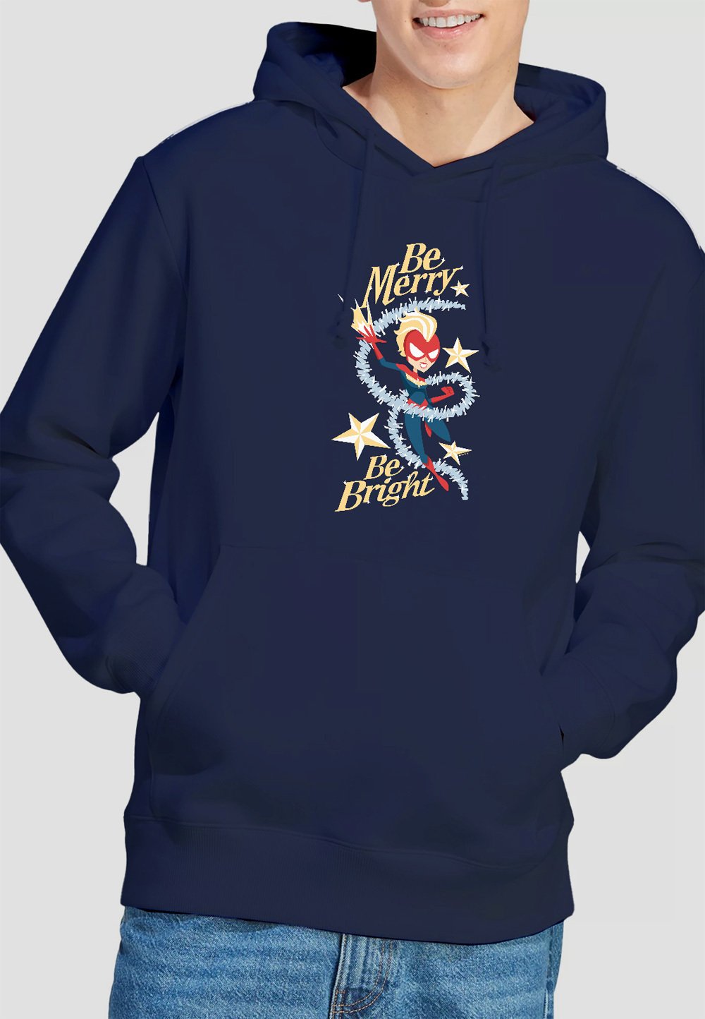 

Толстовка с капюшоном CAPTAIN MARVEL BE MERRY BE BRIGHT PRINT Marvel, темно-синий