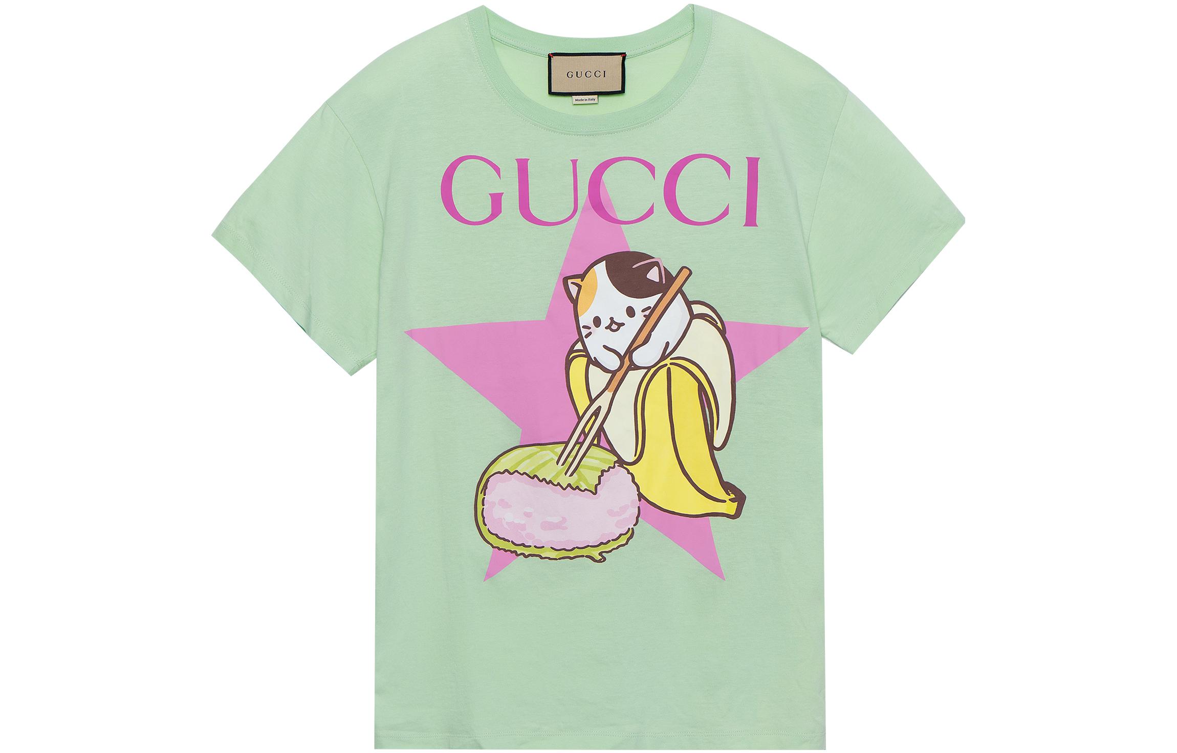 

GUCCI Футболка X Bananya с принтом Green, Зеленый, GUCCI Футболка X Bananya с принтом Green