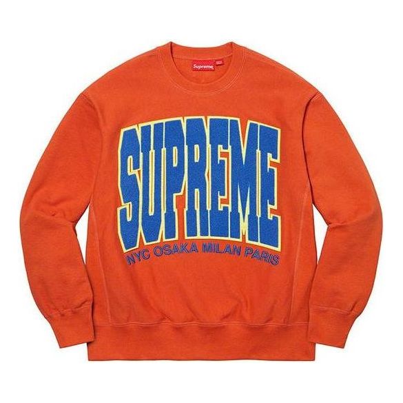 

Свитер cities arc crewneck logo 'orange blue' Supreme, оранжевый