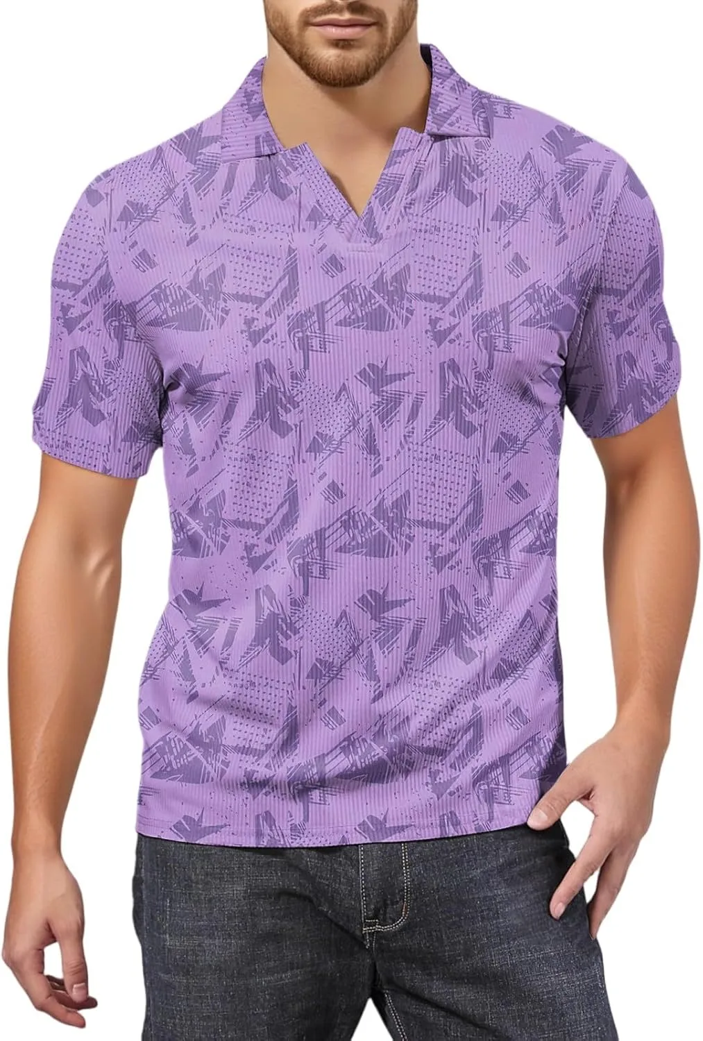 

Ymosrh мужская поло с V-образным вырезом, короткий рукав, принт, размеры M-3XL