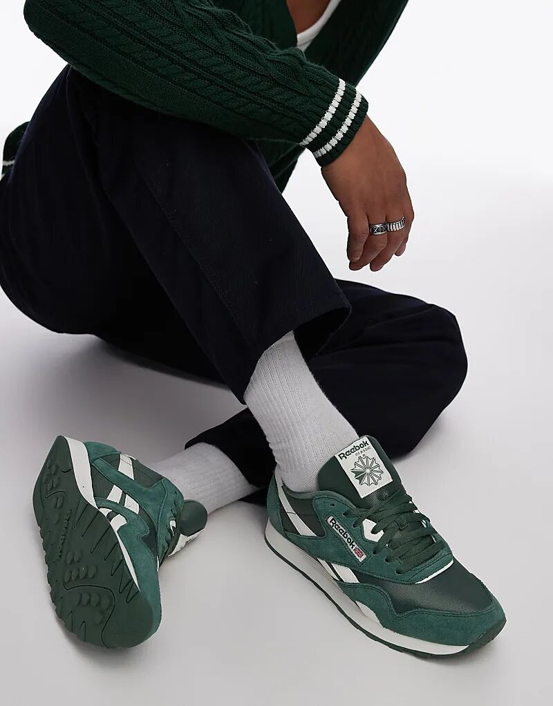 

Классические нейлоновые кроссовки зеленого и белого цвета Reebok