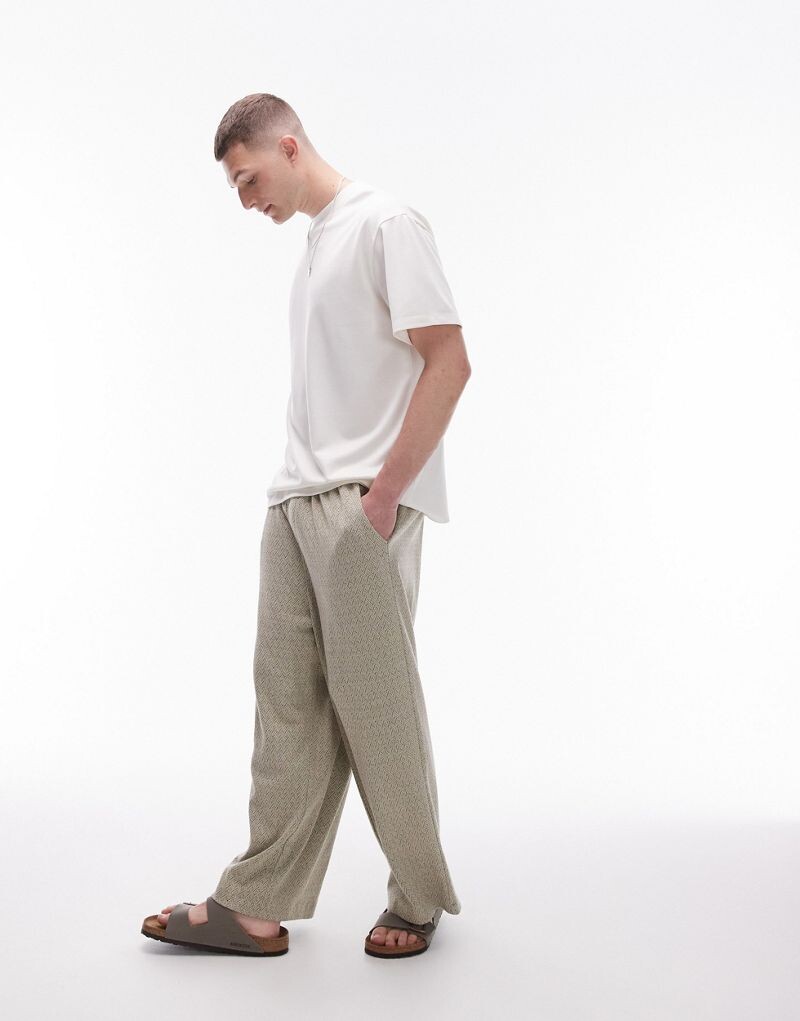 

Бежевая футболка свободного кроя из вискозы премиум-класса Topman