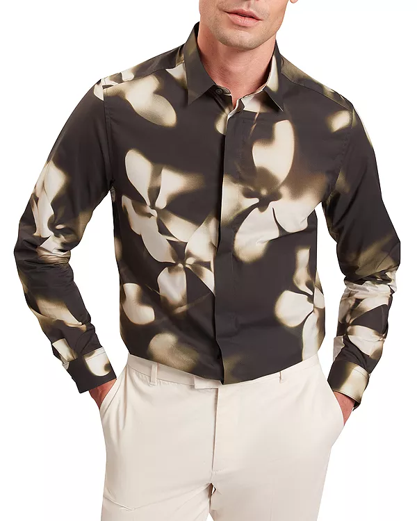 

Рубашка Wrenin прямого кроя с цветочным принтом и фотографическим рисунком Ted Baker, зеленый