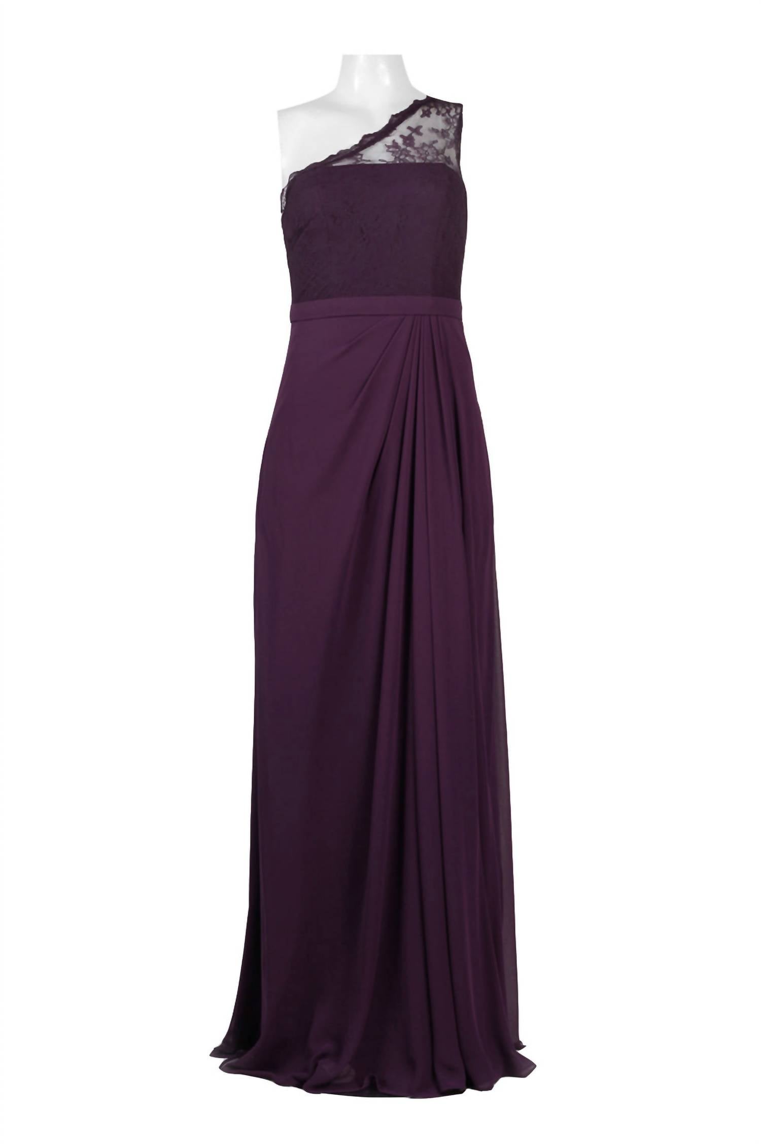 

Женское платье подружки невесты на одно плечо в цвете Plum Monique Lhuillier