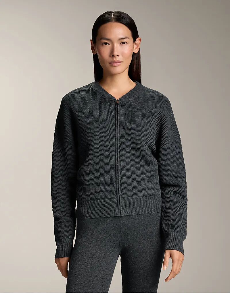 

Структурированная трикотажная куртка OYSHO на молнии темно-серого цвета