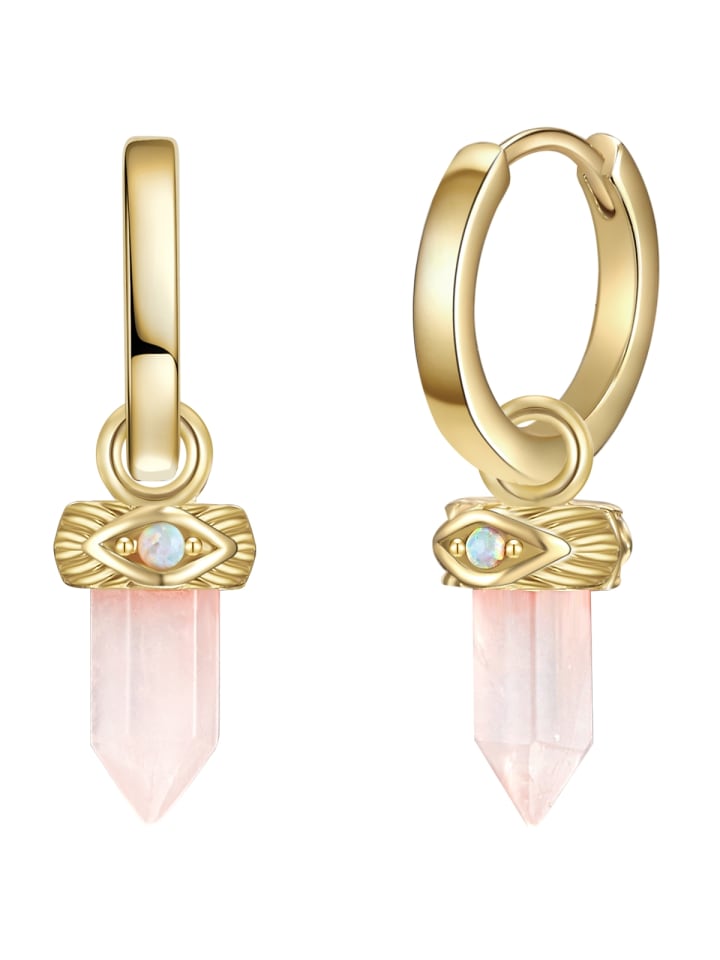 

Glanzstücke München Серьги-кольца из стерлингового серебра с опалом (синтетическим) в оправе из желтого золота