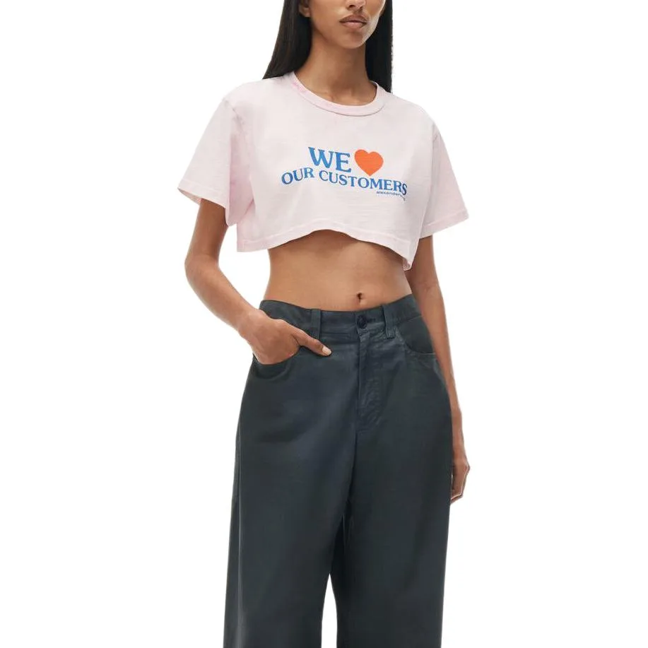 Футболка из хлопка с принтом "We Love Our Customers" Alexander Wang, розовый — фото 4