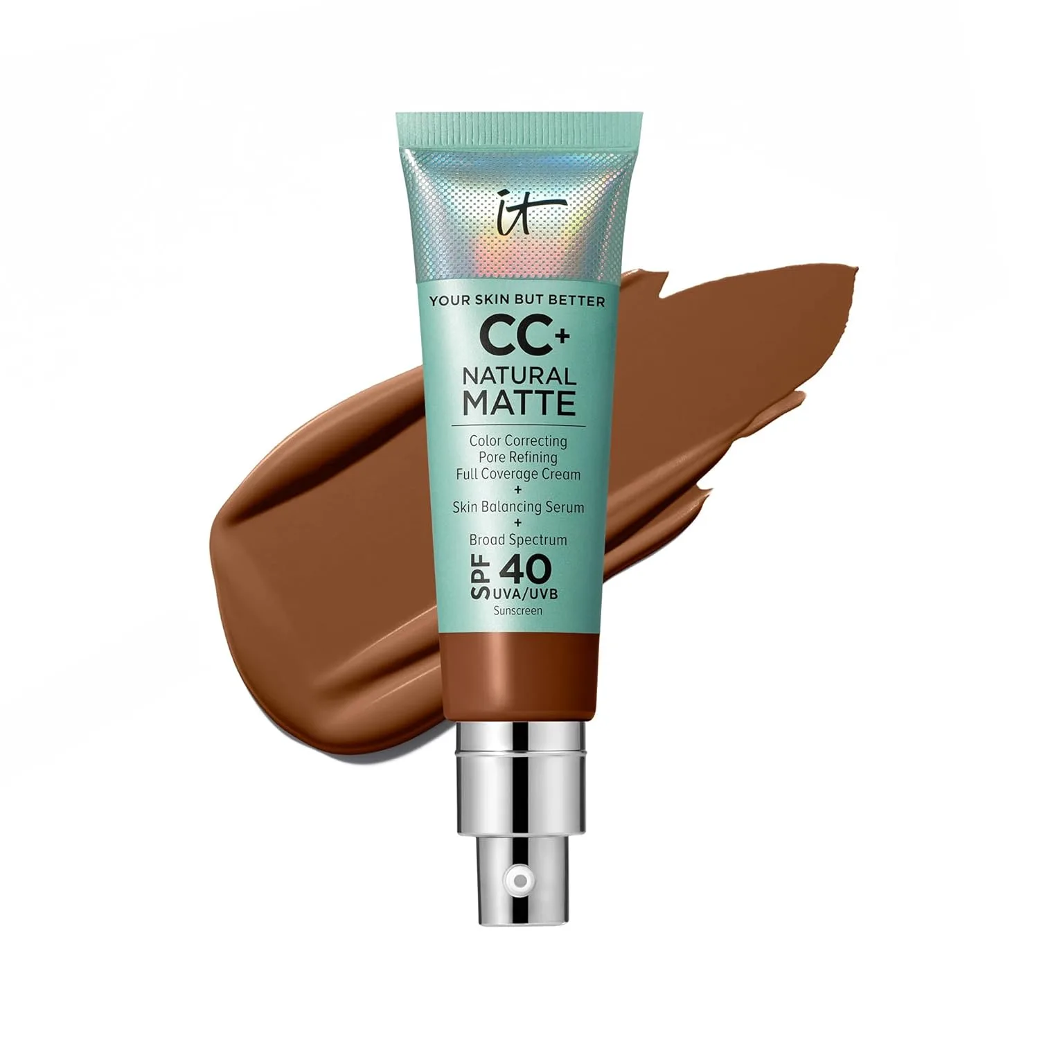 Тональная основа IT Cosmetics CC+ Cream Natural Matte, матирующая, с SPF 40, для жирной кожи, оттенок Deep