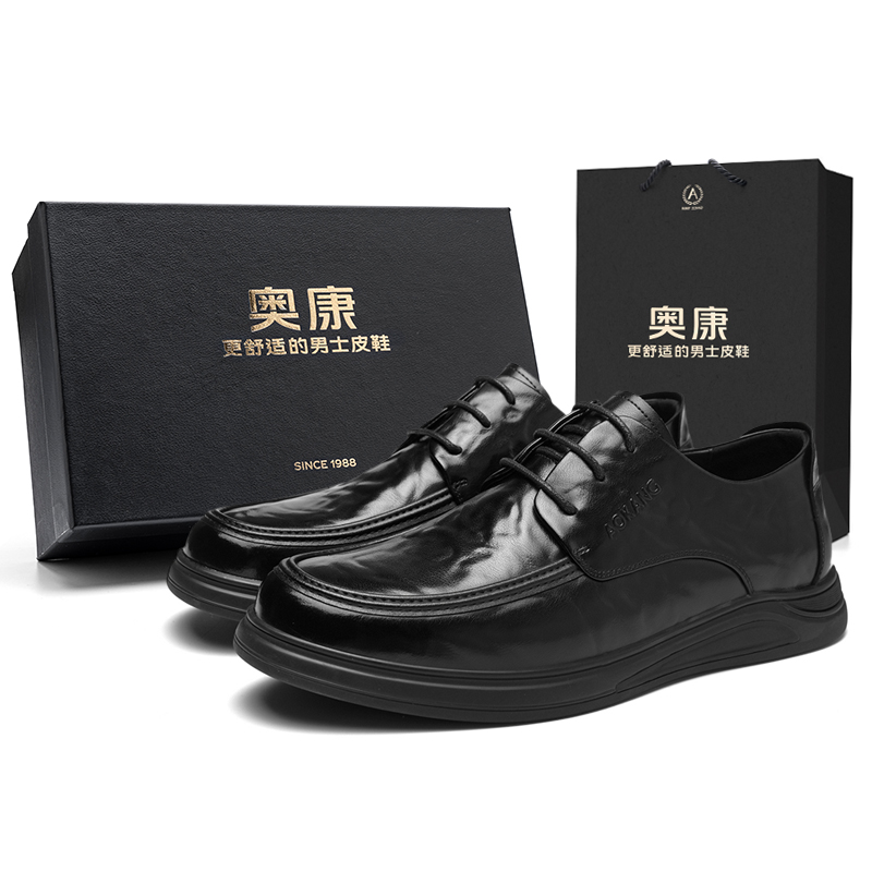 

AOKANG Повседневные кожаные туфли мужские низкие, черные/коричневые