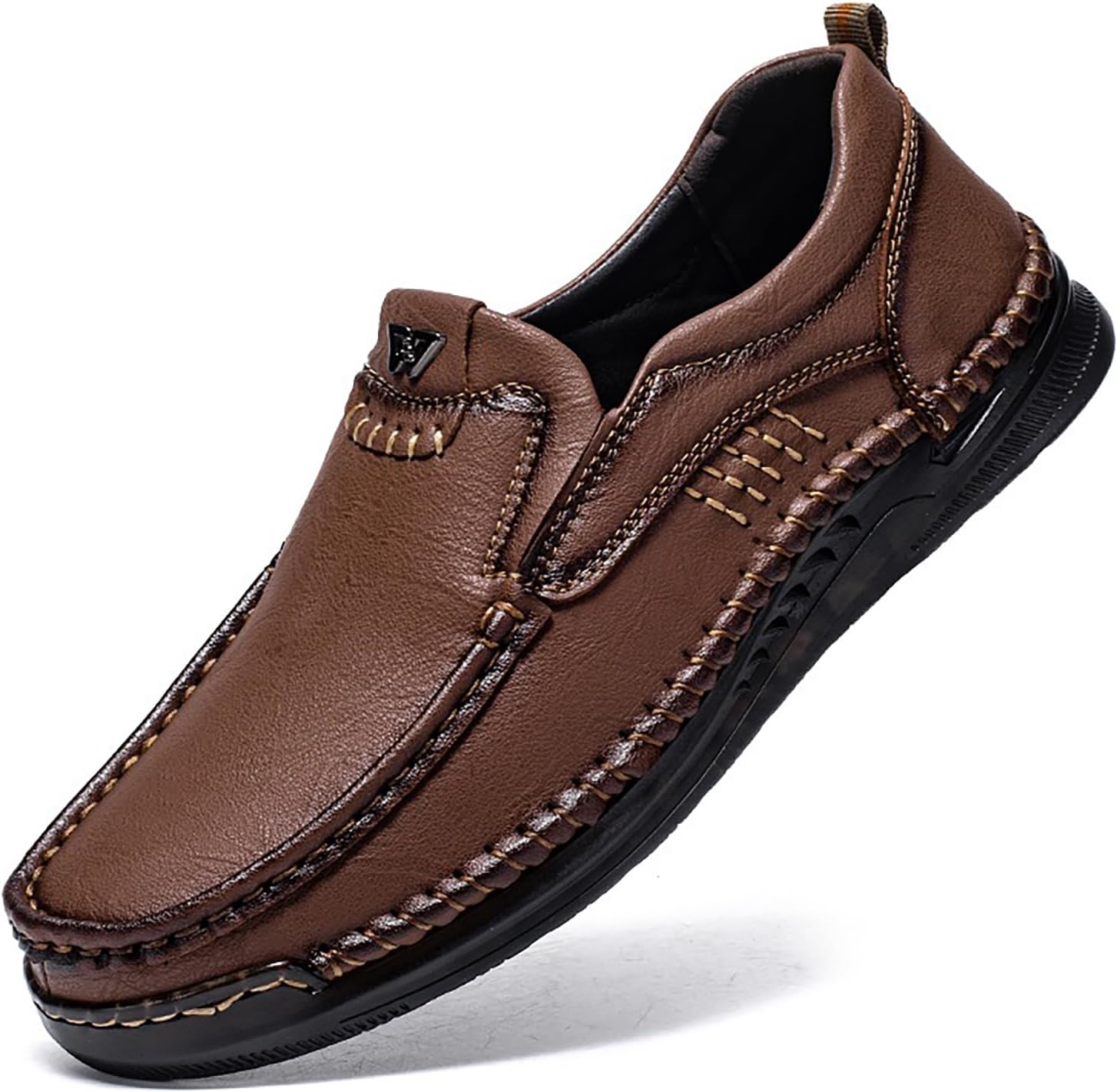 

Мужские кожаные лоферы BOEGBNW ручной работы, с отделением для монет, без шнурков, повседневные, удобные, противоскользящие, легкие, дышащие, для работы, офиса и прогулок, темно-коричневый