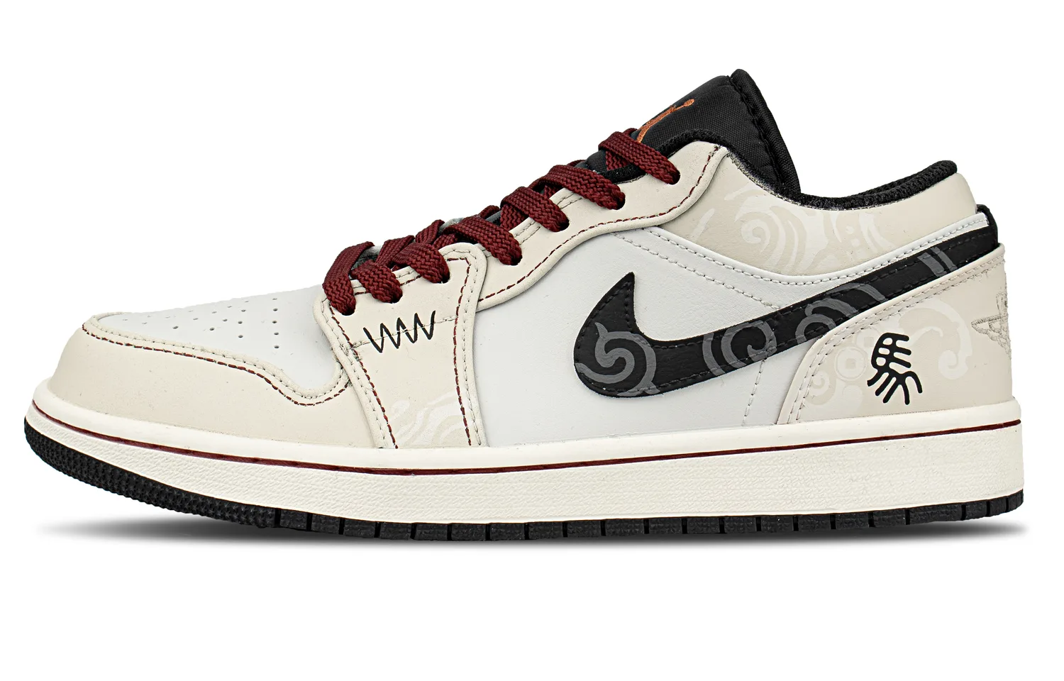 Jordan Кроссовки Casual Skateboard Unisex Beige из коровьей кожи, устойчивые к истиранию, дышащие, низкие