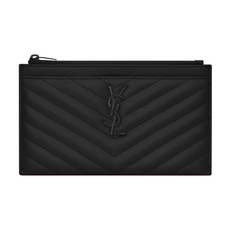 

Монограмма Стеганый Кожаный Клатч Кошелек Женский Черный SAINT LAURENT