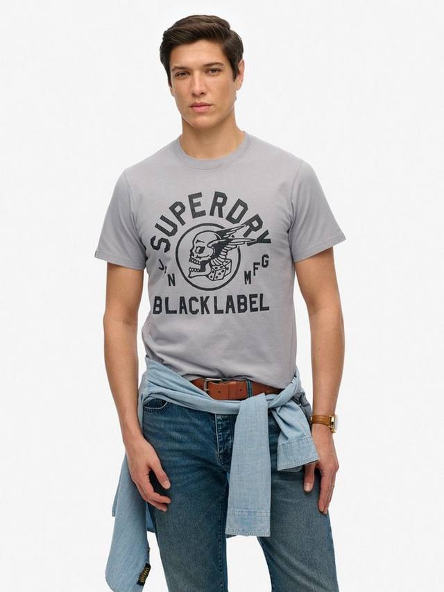

Хлопчатобумажная футболка обычного покроя black label Superdry, угольный