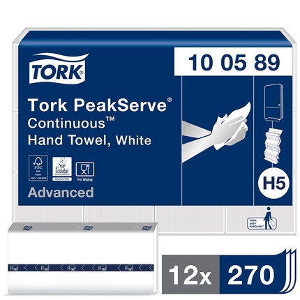 

Полотенца для рук PeakServe Continuous Paper Hand Towels White H5 Advanced Compressed 270 листов Tork