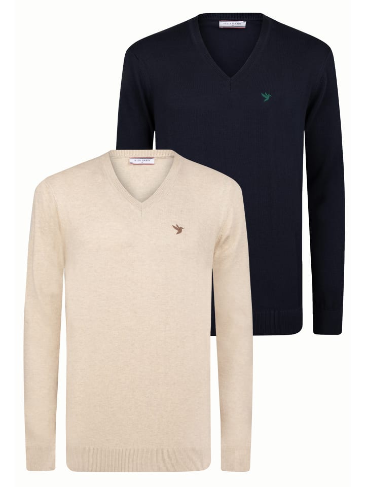 

Свитер бежево-темно-синего цвета Felix Hardy