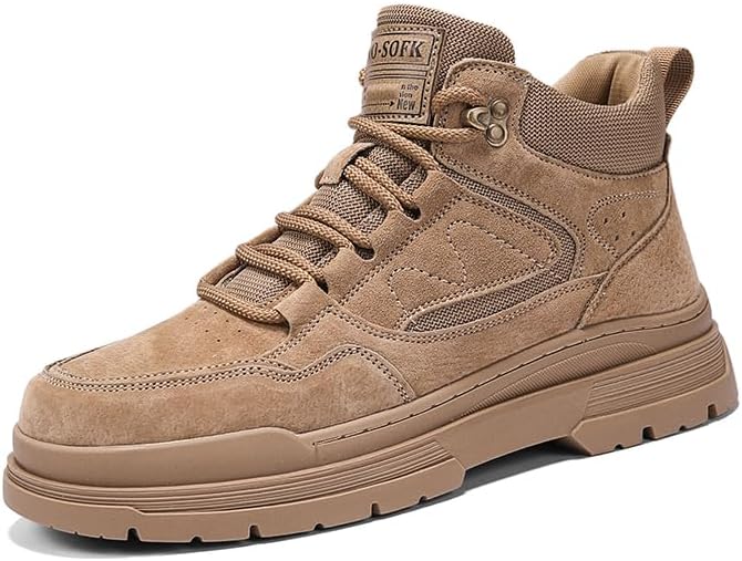 

Мужские ботинки с стальным носком, неразрушимые стальные ботинки, дышащие высокие ботинки, защищенные от проколов строительные ботинки Meixi Mobile, Camel Color