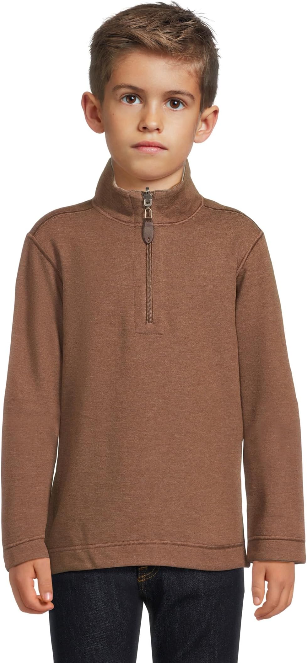 

Толстовка Johnston & Murphy Kids Reversible Solid Quarter Zip, цвет Rust/Oatmeal