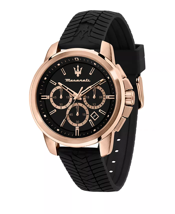 

Мужские хронографические часы с черным силиконовым ремешком, 44 мм Maserati
