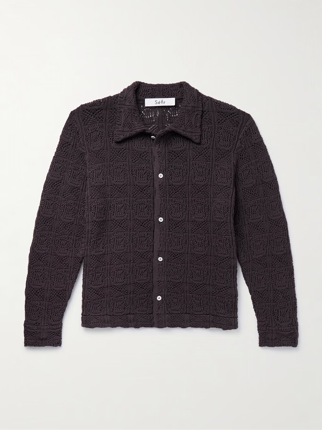 

Кардиган Myles Pointelle-Knit из смеси хлопка SÉFR, темно-коричневый