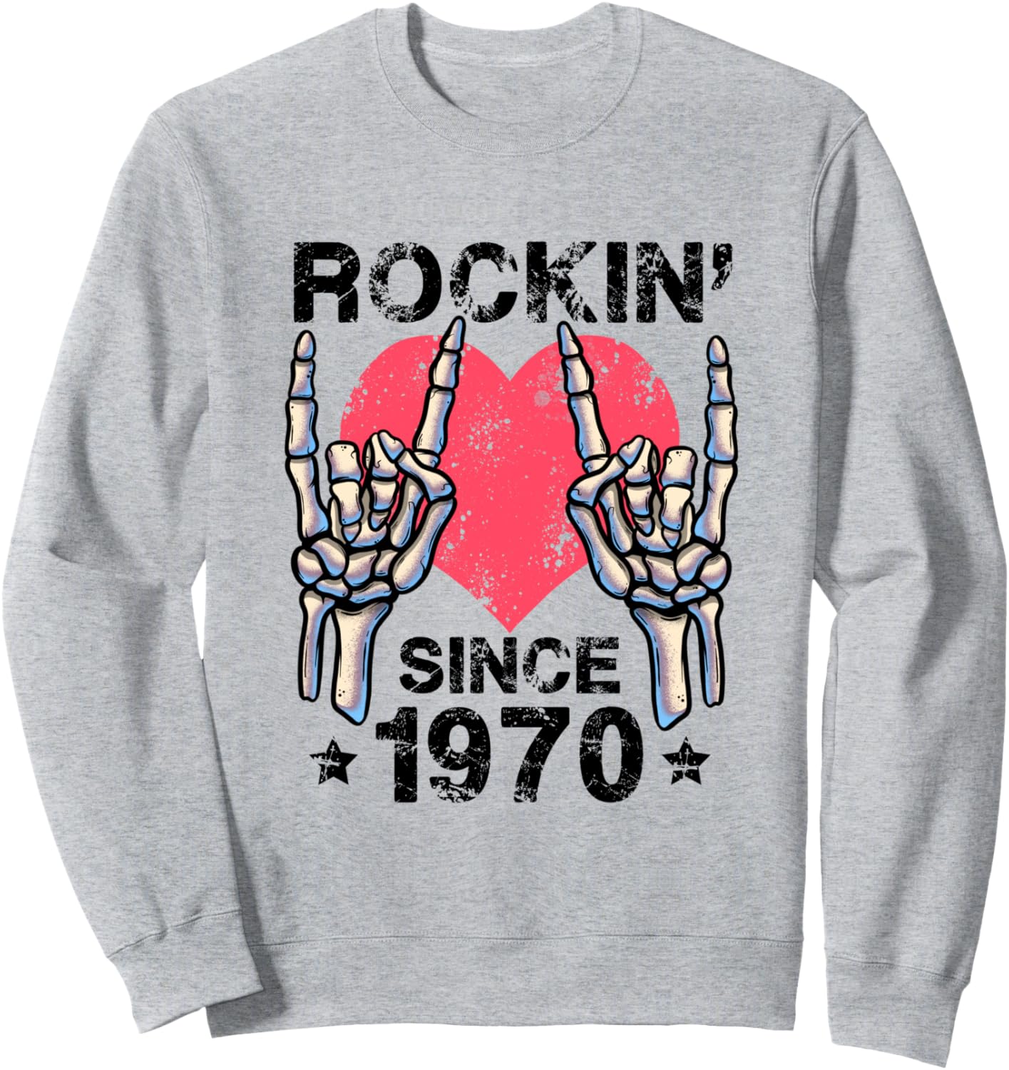 

Рок-н-ролл с 1970 года. Ретро-толстовка в стиле рок-н-ролл Visit Rock And Roll Birthday Shop Rockin Since, серый