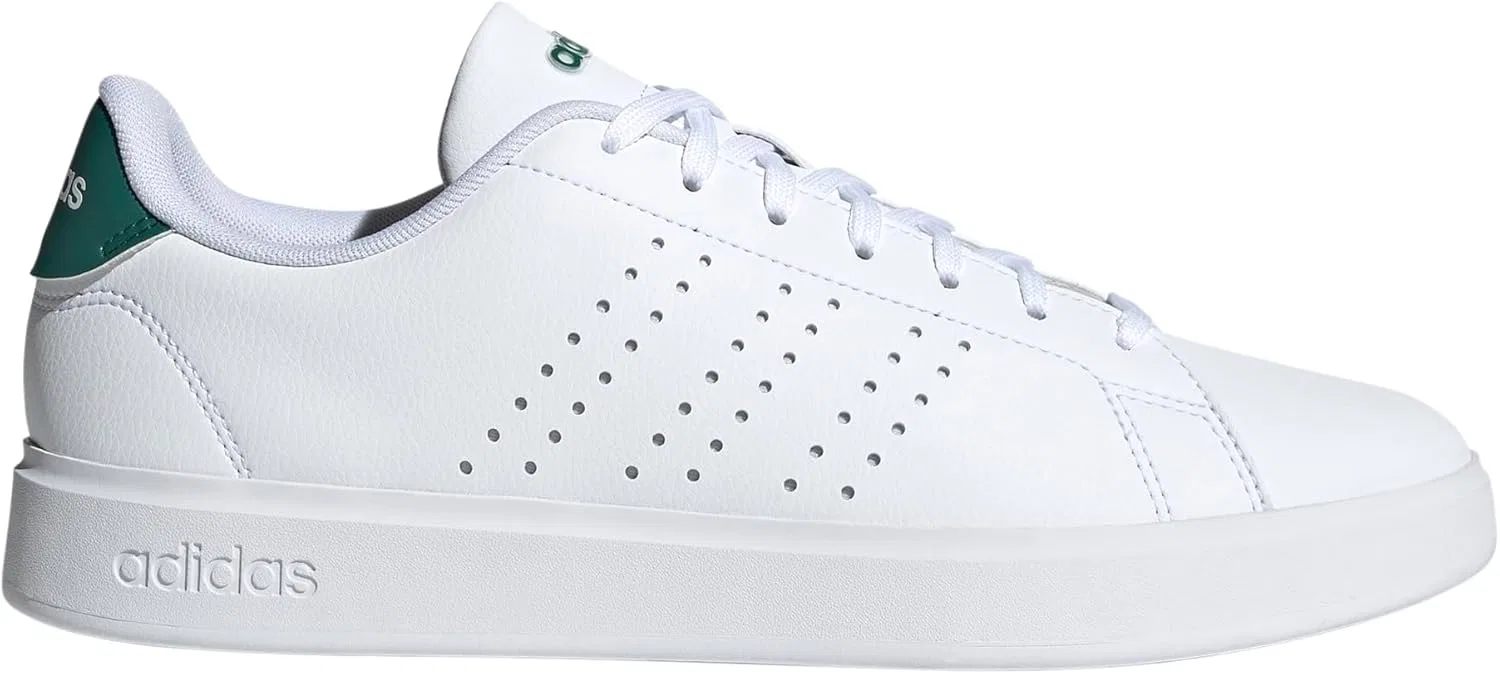 Кроссовки теннисные adidas, цвет White/Black/Collegiate Green, размерная сетка