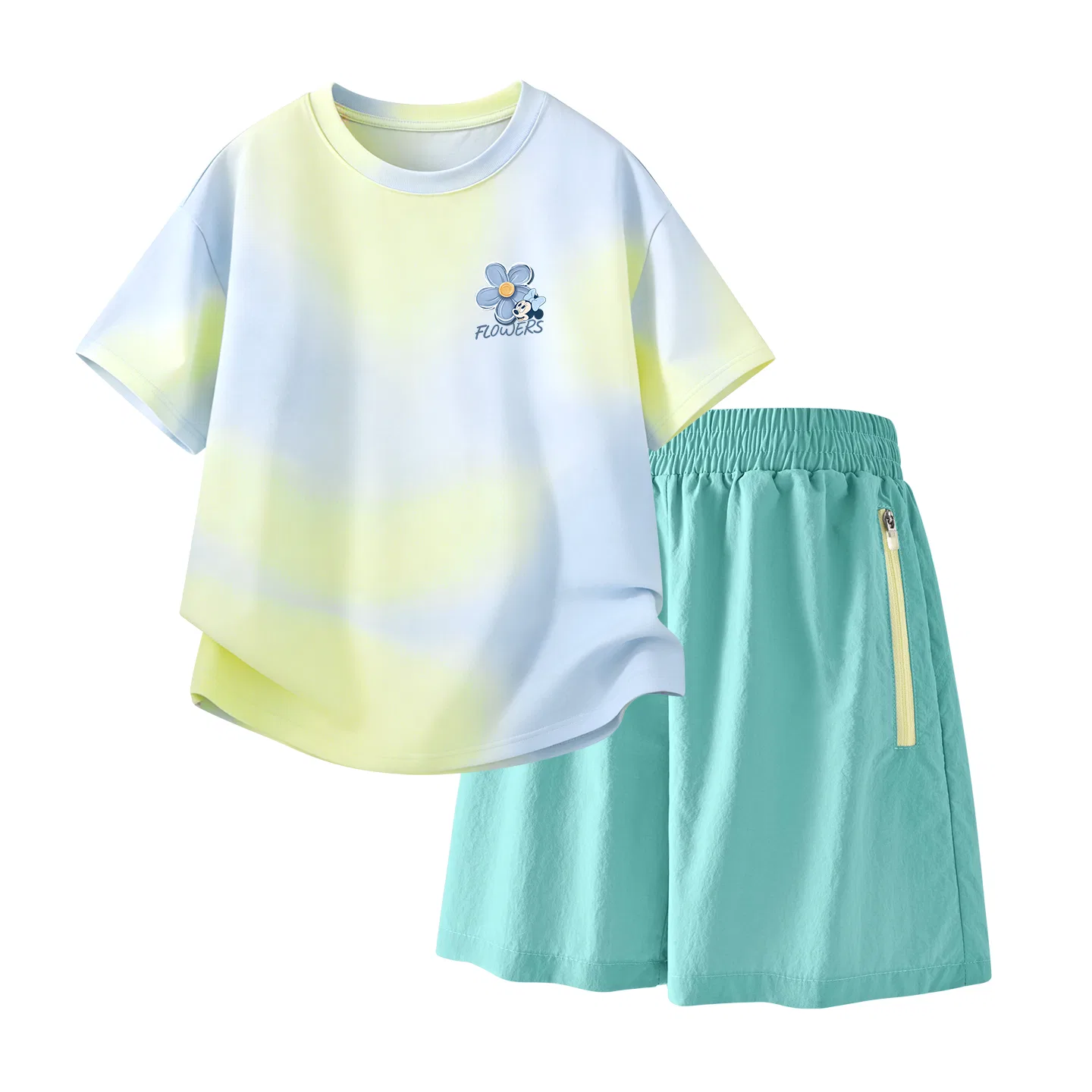 Детский спортивный костюм Casual Sportswear 2 Piece Set Disney, Di Hua Ji K Twilight Blue+Solid Color Mint Green
