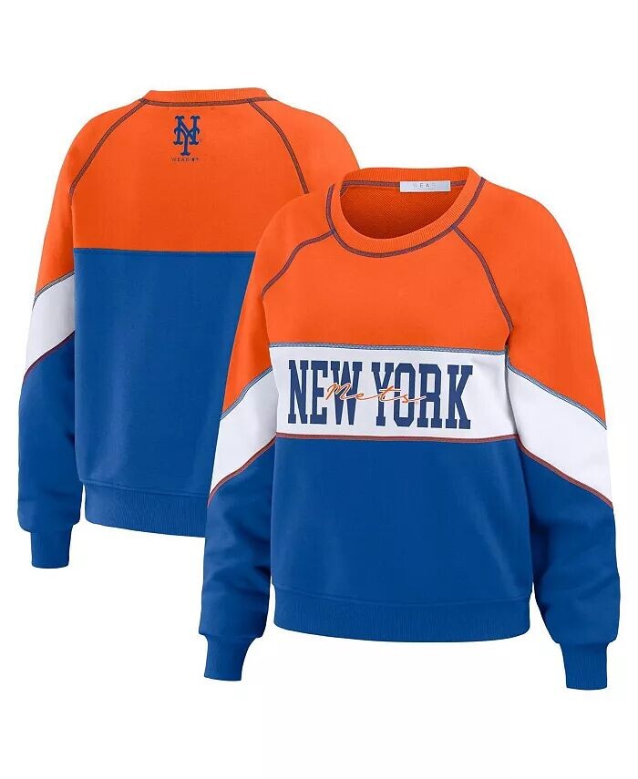 

Женский красный пуловер Royal New York Mets с круглым вырезом Wear By Erin Andrews, мультиколор