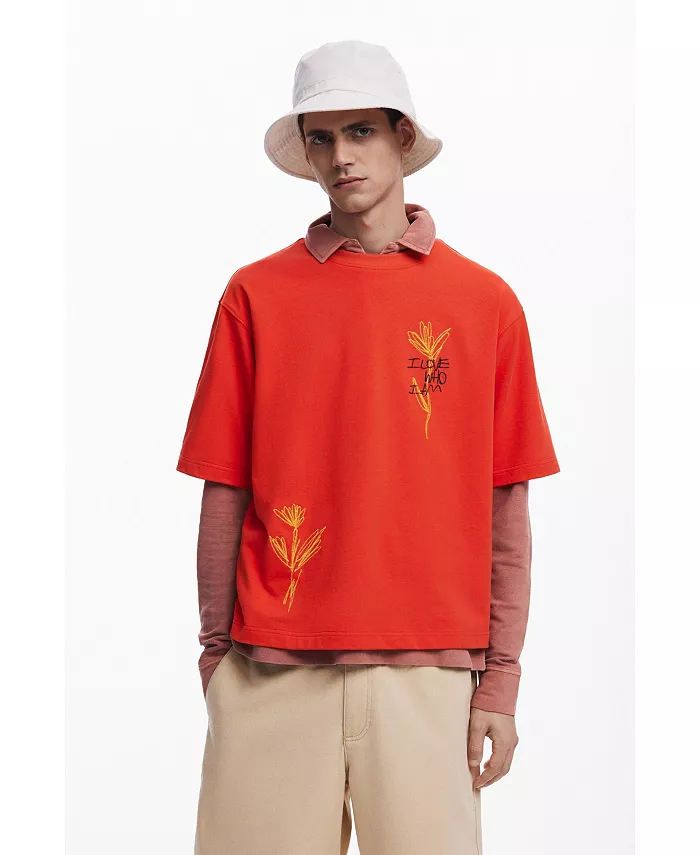 

Мужская футболка с коротким рукавом с цветочным принтом Desigual, черный