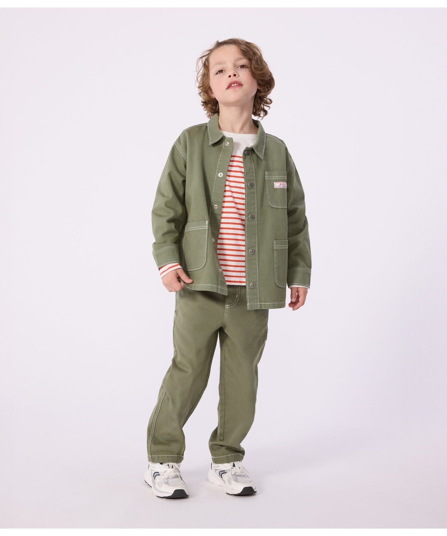 Хлопковые брюки из лиоцелла PETIT BATEAU, Khaki — фото 4