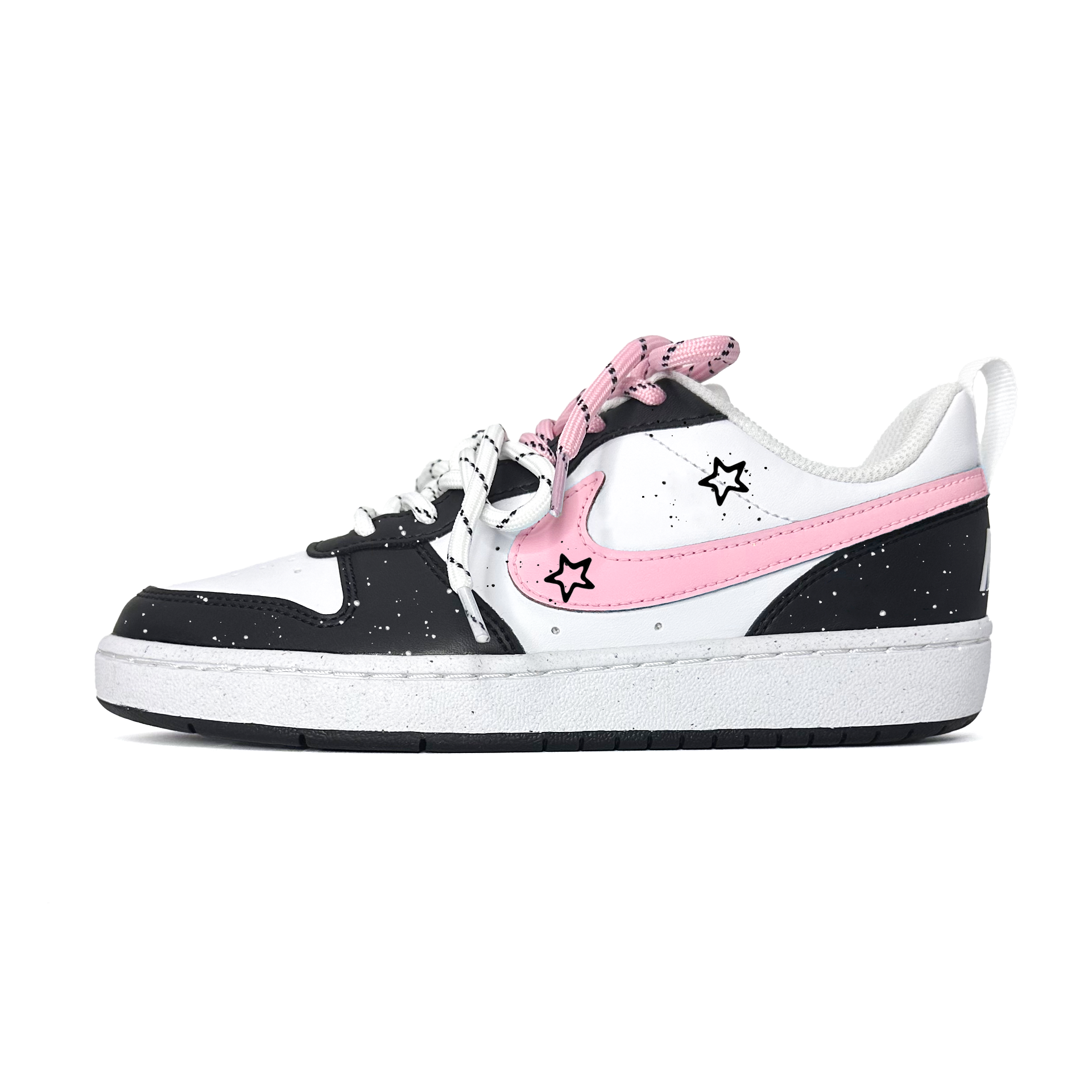

Nike Court Borough LOW RECRAFT Slip Resistant Abrasion Resistant Low top Kids' Skateboarding Shoes Black Pink Teenagers